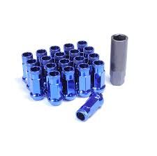 Z Racing Blue Steel Lug Nuts – 48mm Open Extended – 12x1.25mm – Key Included – 20pcs (Z RACING, Acorn Conical Spline)