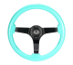 NRG Innovations Reinforced Steering Wheel (350mm / 3in Deep) Minty Fresh Wood Grain w/Black 3-Spoke Centre