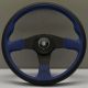 Nardi Twin Line Black Leather/Blue Perforated Leather Steering Wheel 350mm with Black Spokes