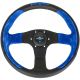 Personal Pole Position Black Leather/Blue Suede Steering Wheel 330mm with Black Spokes
