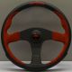 Personal Pole Position Black Leather/Red Suede Steering Wheel 350mm with Black Spokes