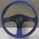 Personal New Racing Blue Leather/Black Perforated Leather Steering Wheel 320mm with Black Spokes