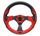 NRG Innovations Reinforced Steering Wheel (320mm) Black w/Red Trim & 5mm 3-Spoke