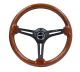 NRG Innovations Reinforced Steering Wheel (350mm / 3in. Deep) Brown Wood w/Black Matte Spoke/Black Centre Mark