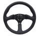 NRG Innovations Reinforced Steering Wheel (350mm / 2.5in. Deep) Black Leather Comfort Grip w/5mm Matte Black Spokes