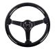 NRG Innovations Reinforced Steering Wheel (350mm / 3in Deep) Classic Blk Sparkle Wood Grain w/Black 3-Spoke Center
