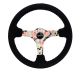 NRG Innovations Reinforced Steering Wheel (350mm / 3in. Deep) Black Suede Floral Dipped w/ Black Baseball Stitch