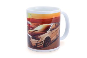 Tomei "Evo Sunset Lake Kawaguchi" Mug - Mitsubishi Lancer Evolution Generations