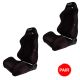 NRG Innovations Reclining Racing Seat - Black Suede with Red Stitching - Pair
