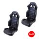 NRG Innovations Reclining Racing Seat - Black Vinyl with White Stitching - Pair