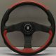 Nardi Leader Black/Red Leather Steering Wheel 350mm with Black Spokes