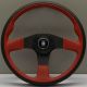 Nardi Twin Line Black/Red Perforated Leather Steering Wheel 350mm with Black Spokes