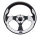 NRG Innovations Reinforced Steering Wheel (320mm) Black w/White Trim & 4mm 3-Spoke