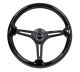 NRG Innovations Reinforced Steering Wheel (350mm / 3in. Deep) Black Wood w/Black Matte Spoke/Black Centre Mark
