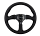 NRG Innovations Reinforced Steering Wheel (350mm / 2.5in. Deep)Black Alcantara Comfort Grip w/4mm Matte Black Spokes