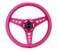 NRG Innovations All Aluminium Steering Wheel 330mm - Heart Cut Out- Ergonomic Grip- Anodized Pink