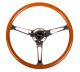 NRG Innovations Reinforced Steering Wheel (360mm) Classic Wood Grain w/Chrome Cutout 3-Spoke Centre