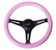 NRG Innovations Classic Wood Grain Steering Wheel (350mm) Solid Pink Painted Grip w/Black 3-Spoke Centre