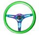 NRG Innovations Classic Wood Grain Steering Wheel (350mm) Green Pearl/Flake Paint w/Neochrome 3-Spoke Centre