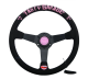NRG Innovations 350mm / 3" Deep Dish Reinforced Series Steering Wheel - Tasty Garage Edition - Matt Spoke with Red Stitching and Pink Tasty Logo