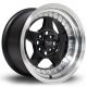 Rota Kyusha 15x8 4x100 ET0 Wheel- Black with Polished LIp