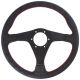 Nardi Gara Leather Steering Wheel 350mm with Red Stitching and Black Spokes