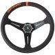 Driftworks Nardi Deep Corn Perforated Leather Steering Wheel 350mm with Orange Stitching and Black Spokes