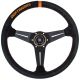 Driftworks Nardi Deep Corn Suede Steering Wheel 350mm with Orange Stitching and Black Spokes