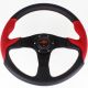 Personal Thunder Black Leather/Red Perforated Leather Steering Wheel 350mm with Black Spokes