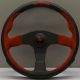 Personal Pole Position Black Leather/Red Suede Steering Wheel 330mm with Black Spokes