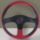 Personal New Racing Red Leather/Black Perforated Leather Steering Wheel 320mm with Black Spokes
