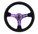 NRG Innovations 350mm Sport Reinforced Deep Dish Steering Wheel - Black Suede w/Neochrome Inner