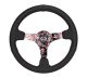 NRG Innovations 350mm Leather Sport Reinforced Deep Dish Steering Wheel - Sakura Floral with Pink Stitching