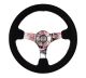 NRG Innovations 350mm Suede Sport Reinforced Deep Dish Steering Wheel - Sakura Floral with Pink Stitching
